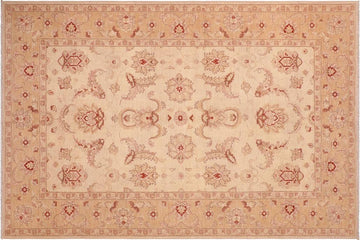handmade Traditional Kafkaz Chobi Ziegler Beige Gold Hand Knotted RECTANGLE 100% WOOL area rug 6 x 9